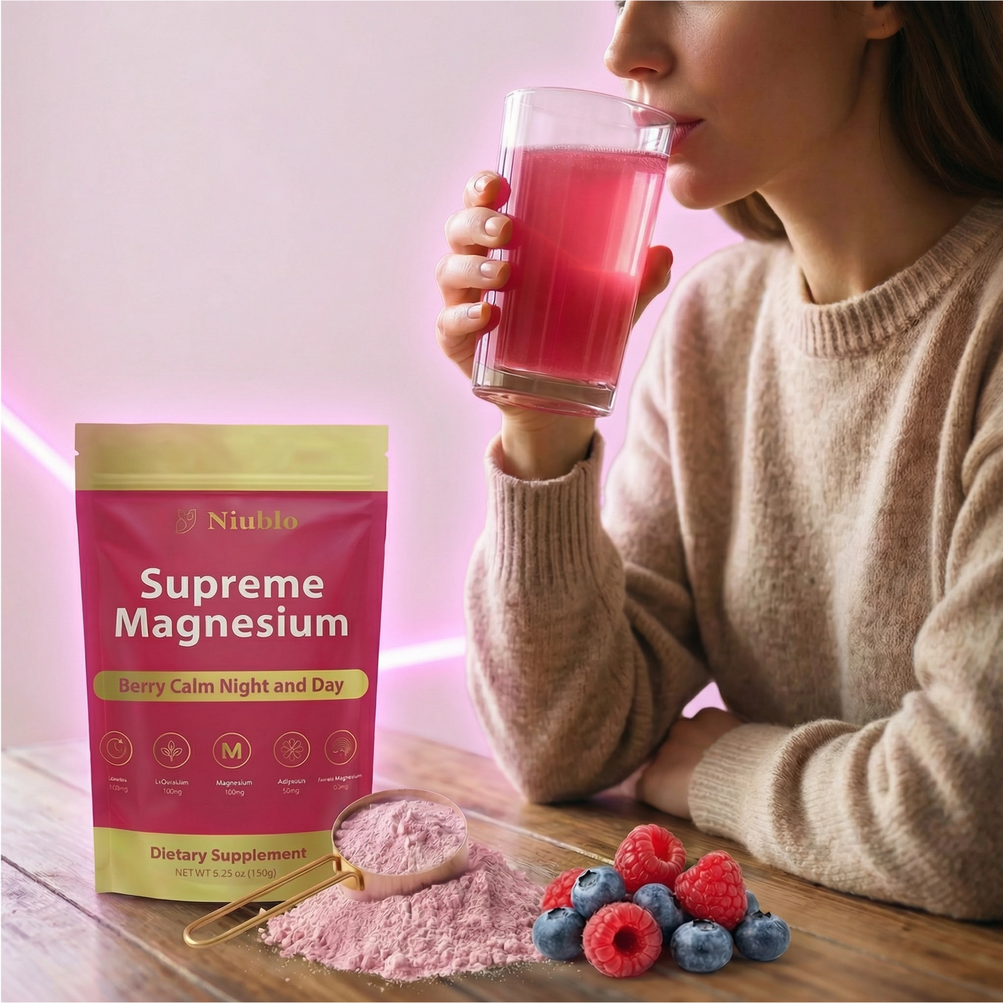 NIUBLO™ Supreme Magnesium Berry Night and Day:  Calm Days, Restful Nights