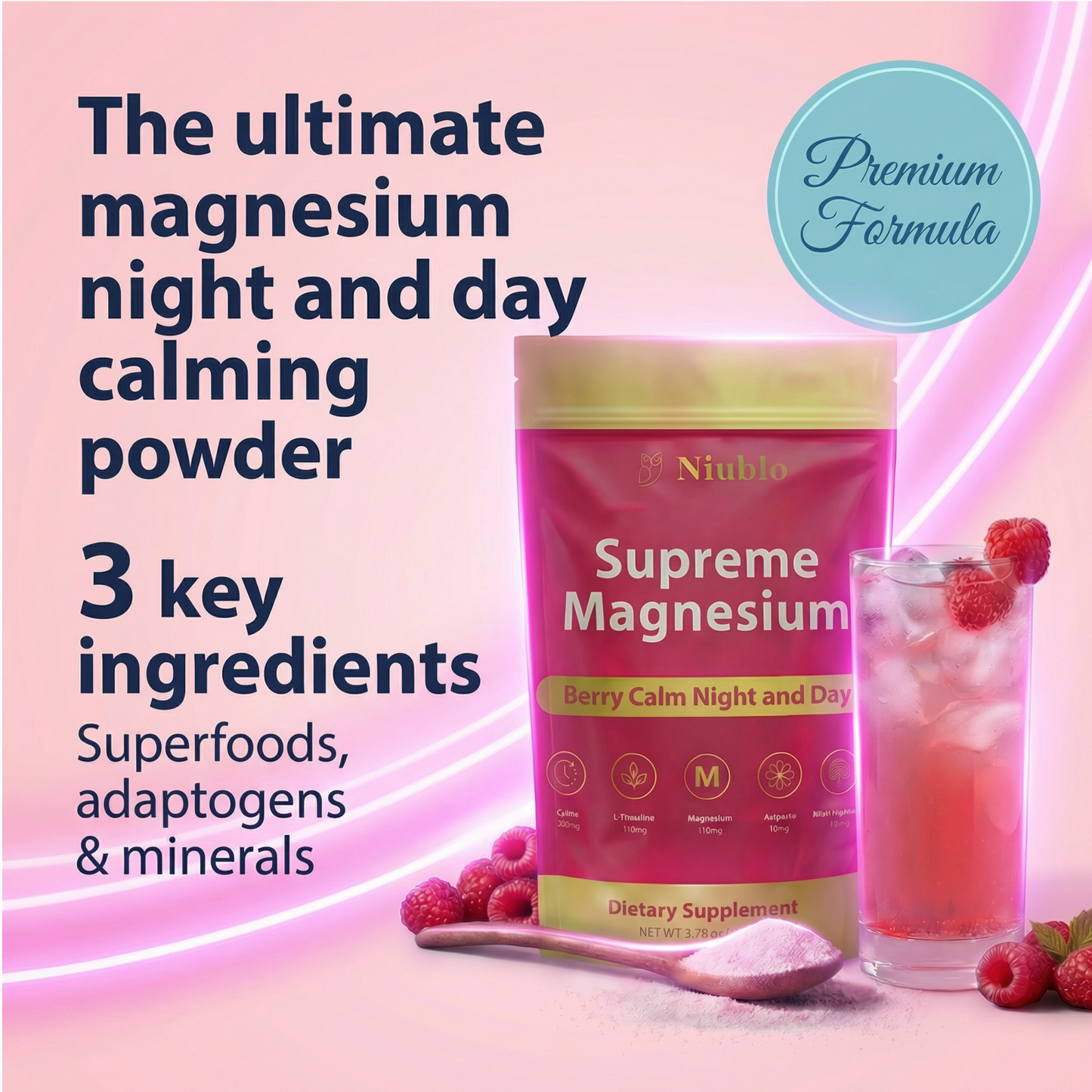 NIUBLO™ Supreme Magnesium Berry Night and Day:  Calm Days, Restful Nights