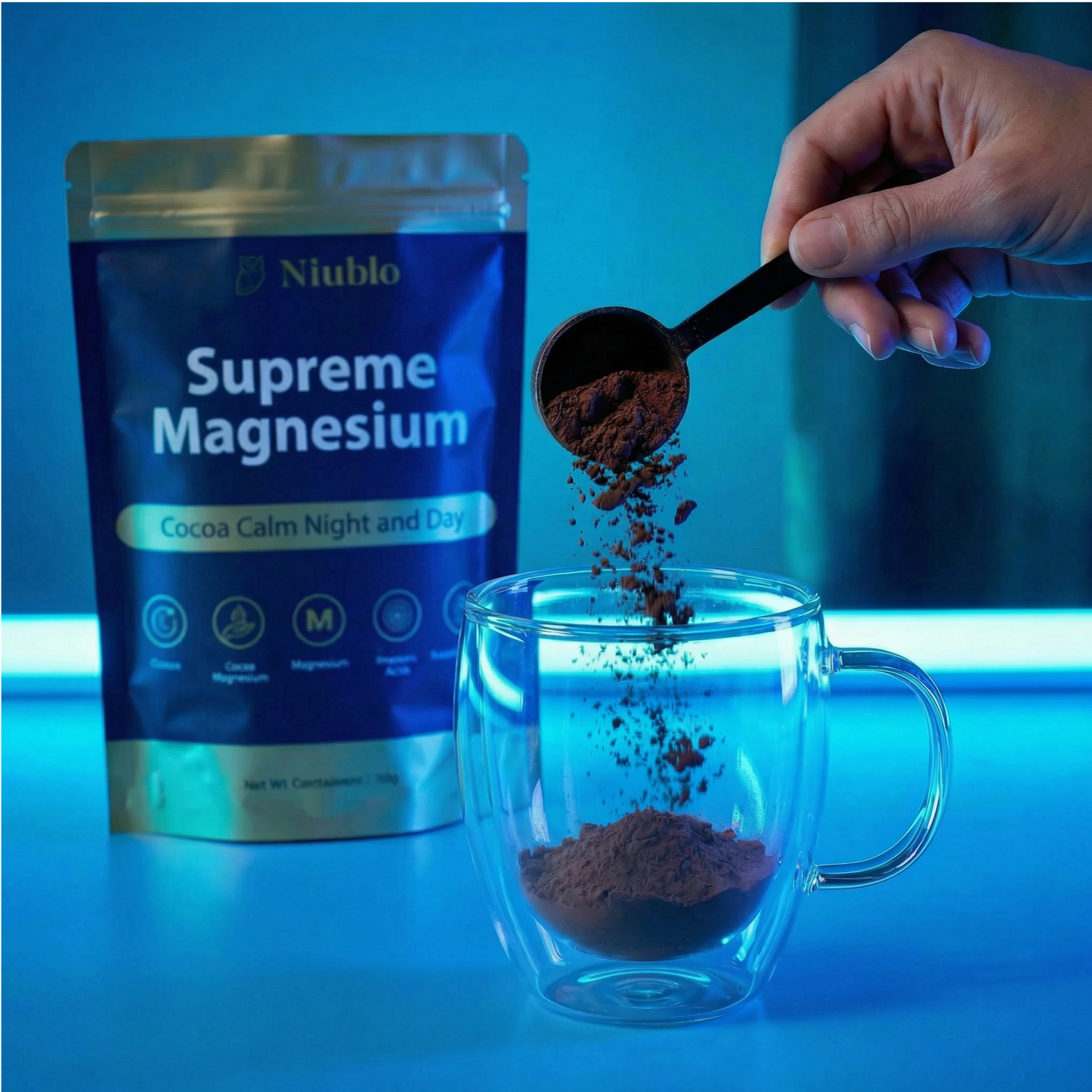 NIUBLO™ Supreme Magnesium Cocoa Night and Day Wellness Support:  Calm Days, Restful Nights